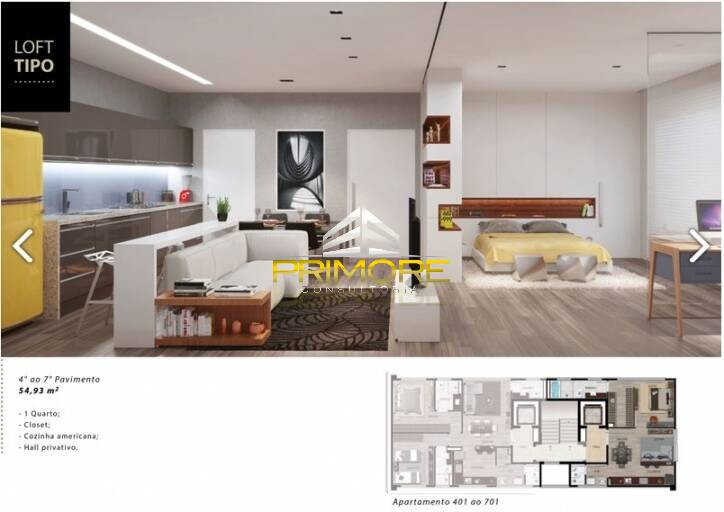 Apartamento no Lourdes - Loft 55m² - 1 Quarto - Closet